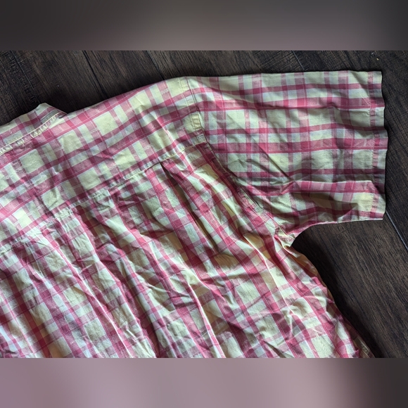 Cutter & Buck Chambray Short Sleeve Shirt Red & Yellow Plaid Mens XL 100% Cotton - Picture 14 of 16